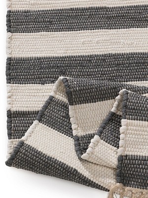 Rug made from recycled material Tom Grey/White 80x300 cm