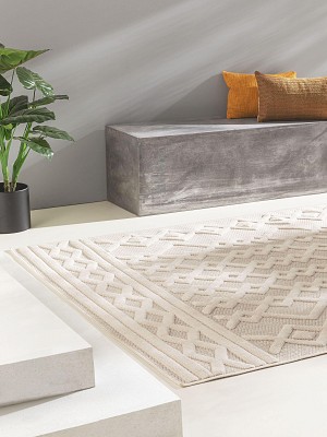 In- & Outdoor-Teppich Bonte Cream 15x15 cm Muster