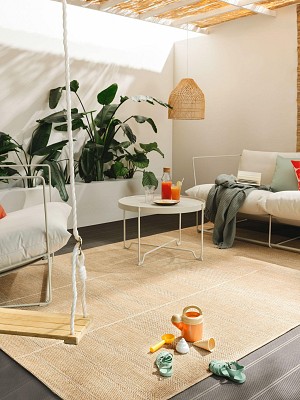 In- & Outdoor-Teppich Como Hellbraun 15x15 cm Muster