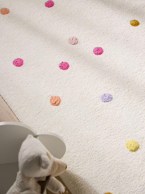 Waschbarer Kinderteppich Fiete Multicolor/Pink 15x15 cm Muster