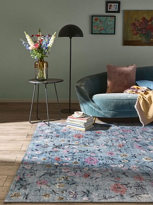 Waschbarer Teppich Milly Multicolor/Blau 15x15 cm Muster