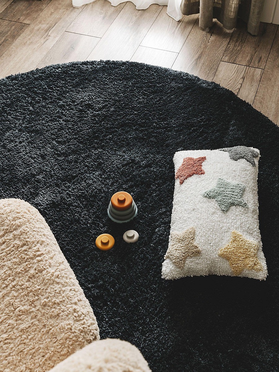 Shaggy Round Rug Cloudy Charcoal ø 200 cm round