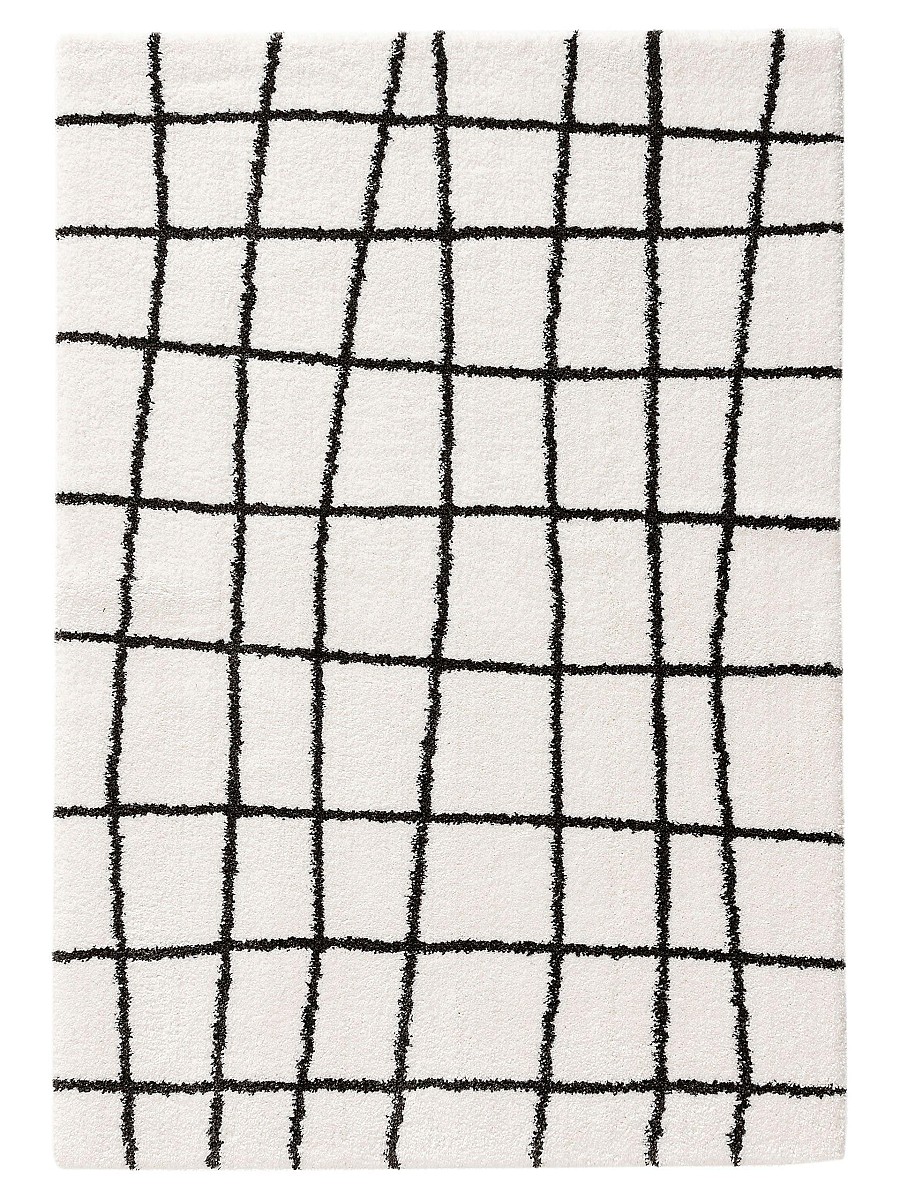 Hochflorteppich Louise Schwarz/Weiß 15x15 cm Muster