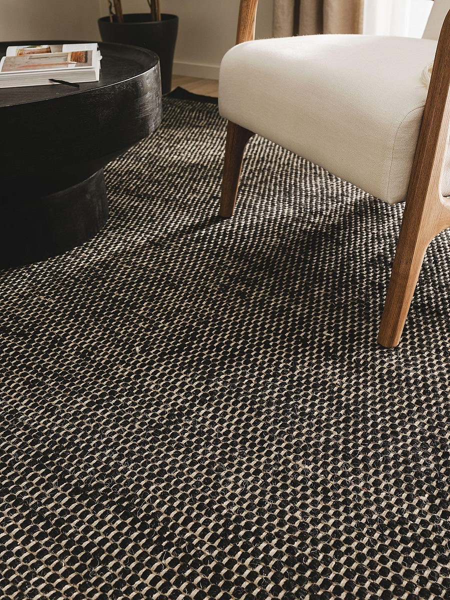 Wool Rug Rocco Black/White 250x350 cm