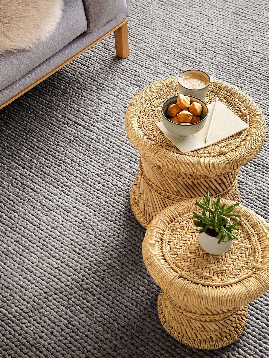 Wool Rug Uno Light Grey 80x150 cm