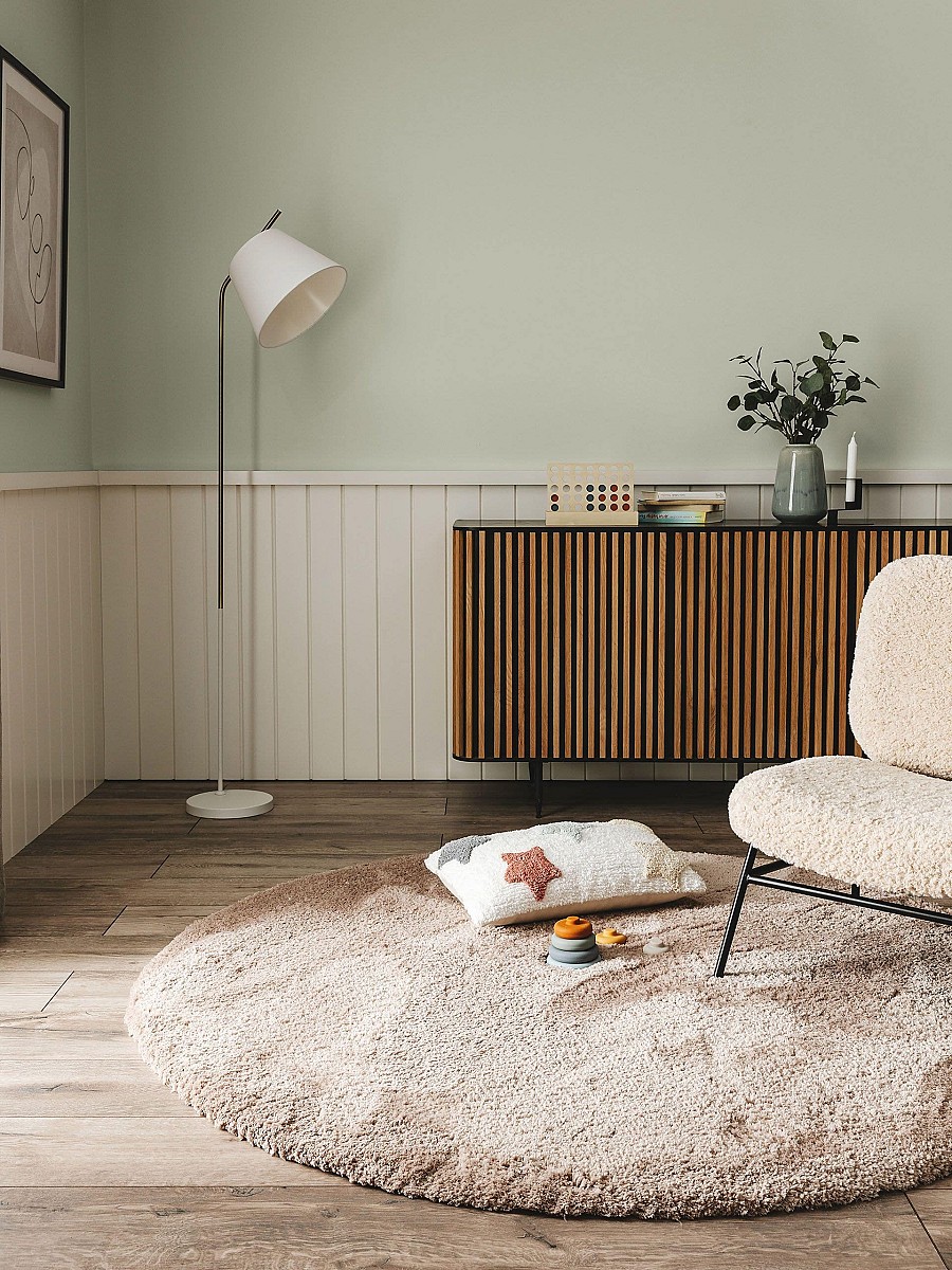 Shaggy Round Rug Cloudy Taupe ø 160 cm round