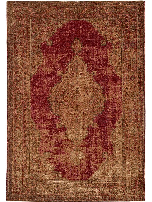 Flachgewebeteppich Stay Beige/Rot 15x15 cm Muster