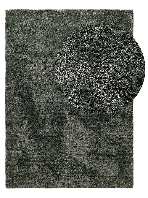 Waschbarer Hochflorteppich Melvin Grün 15x15 cm Muster