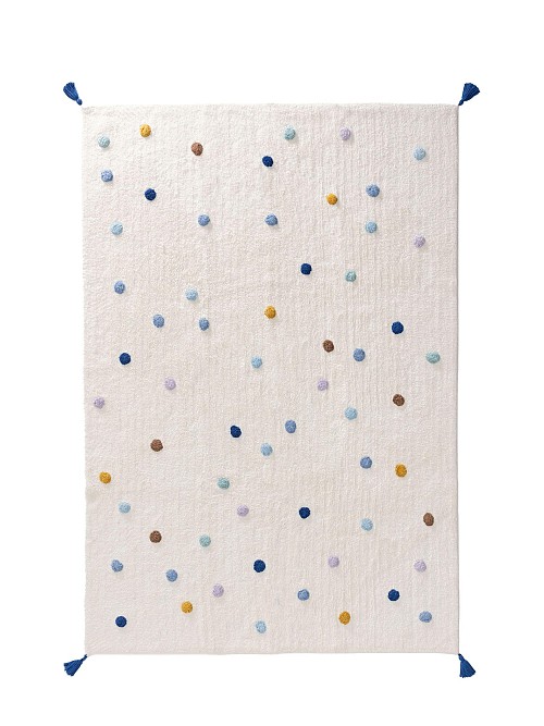 Waschbarer Kinderteppich Fiete Multicolor/Blau 15x15 cm Muster